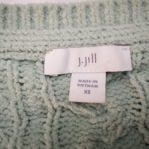 J. Jill Ladies Size XS Light Green Cable Stitch Loose Fit Sweater - Picture 3 of 9